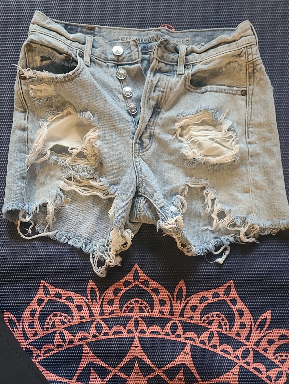 American Eagle Outfitters Light Blue Distressed Denim Shorts